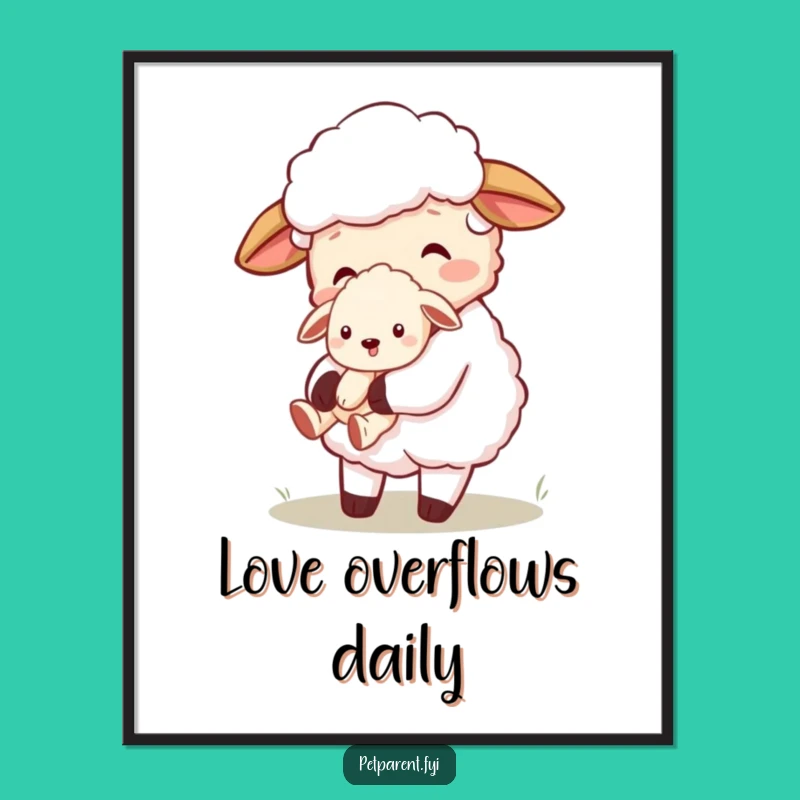 Funny Sheep Puppy Poster Print: Cute Cartoon Character Wall Art for Charming Decor