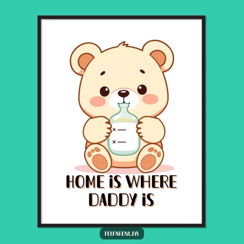 Funny Bear Formula Poster Print: Cute Cartoon Character Nursery Decor Gift