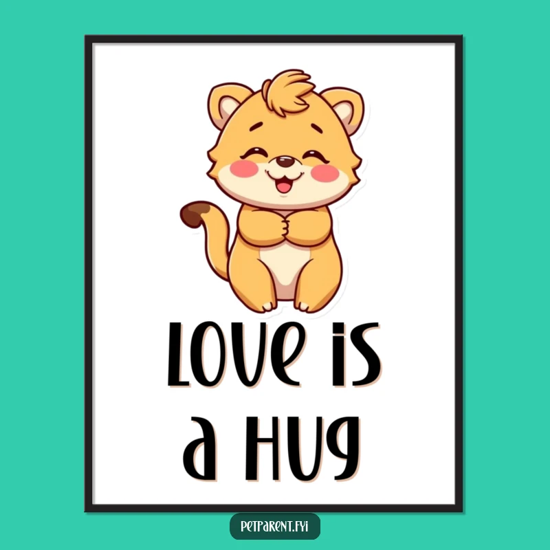 Funny Animal Embrace Poster: Adorable Wall Art, Hilarious Character, Unique Funny Gift