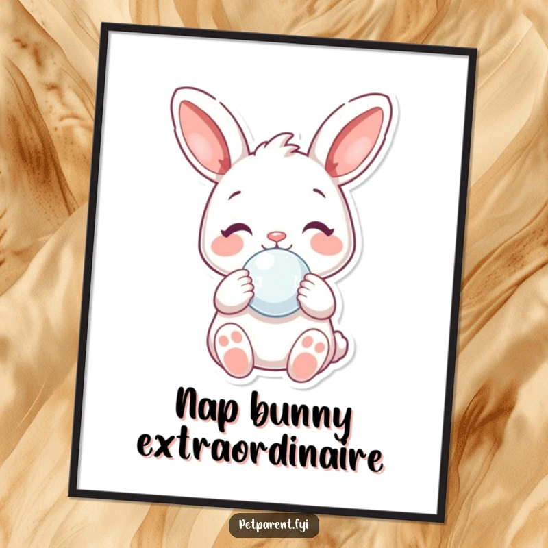 Funny Poster: A joyful rabbit with a gentle expression holds a pacifier, creating a heartwarming and humorous wall piece.