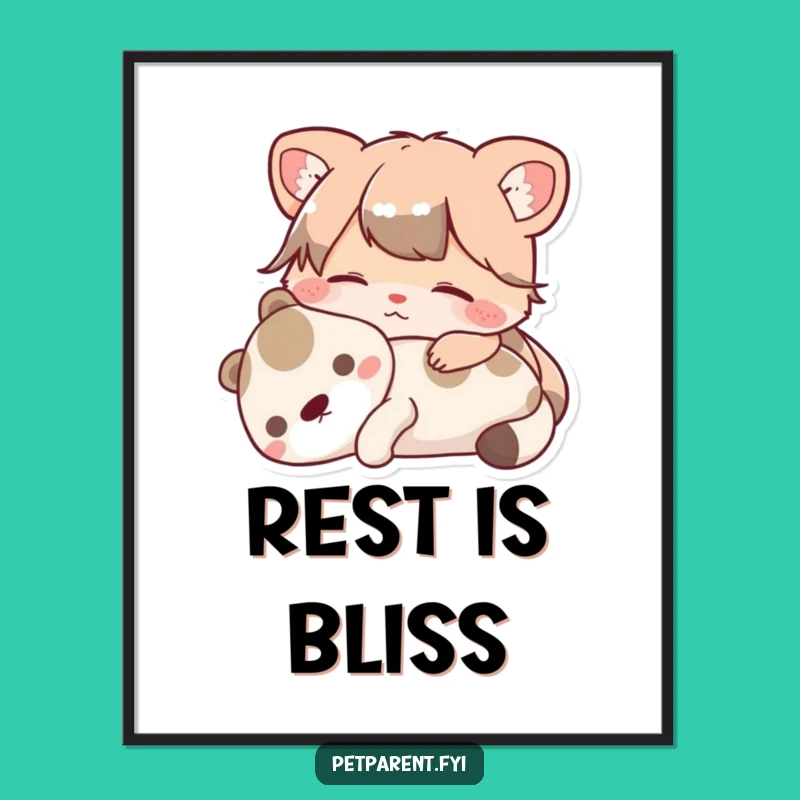 Funny Content Animal Poster: Peaceful Wall Art, Calm Character Design, Unique Funny Gift