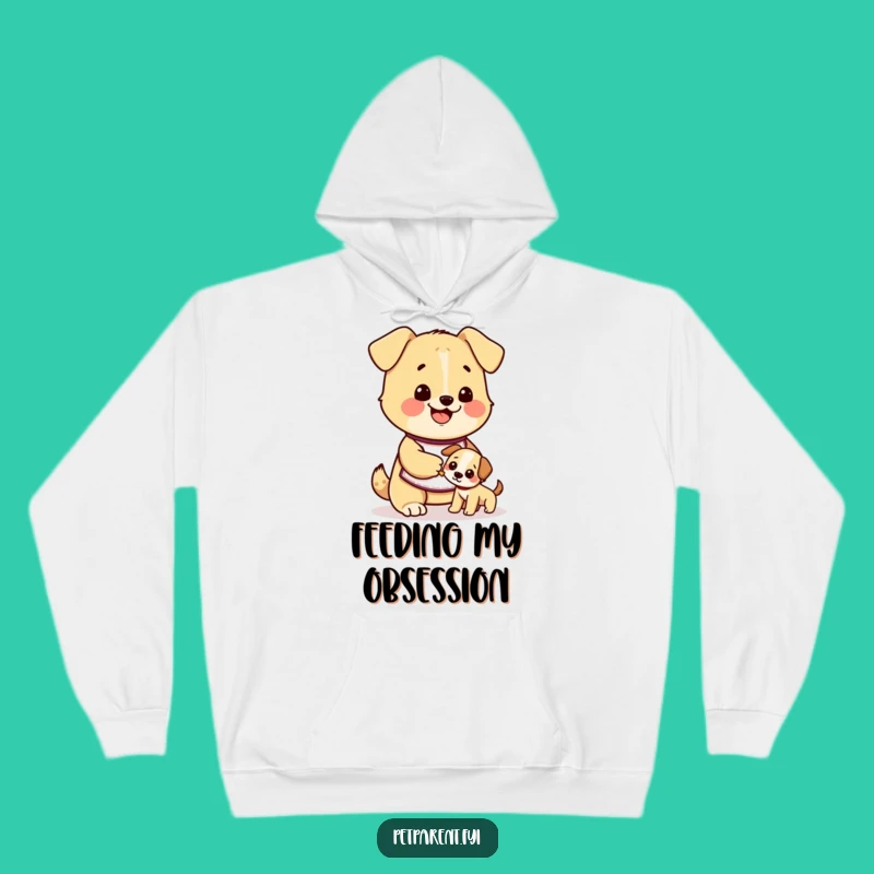 Cozy Funny Dog Feeding Puppy Hoodie - Warm and Heartwarming Gift Apparel