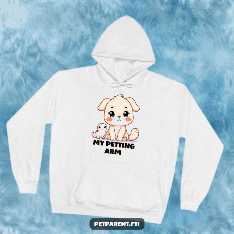 Funny Hoodie featuring a darling animal character in a state of patient anticipation for a pet. A wonderful funny gift for pet enthusiasts.