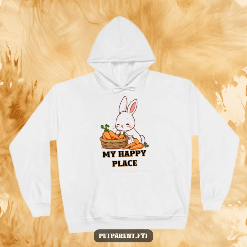 Funny Patient Rabbit Hoodie: A patient rabbit looks lovingly at carrots, a cozy and funny gift for veggie fans.