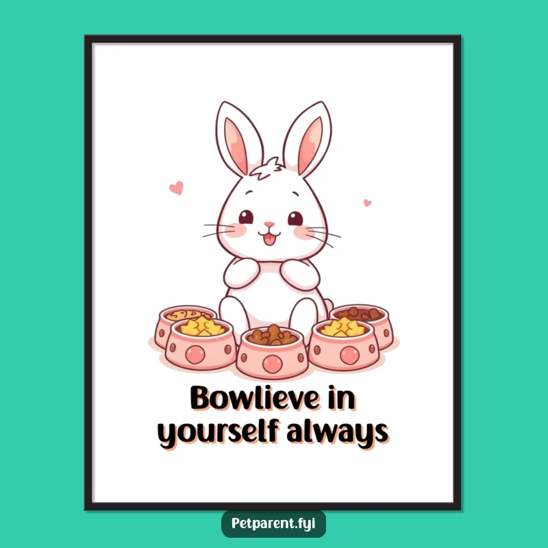 Free Printable Funny Rabbit Wall Art - Downloadable Pet Bowl Rabbit Decor