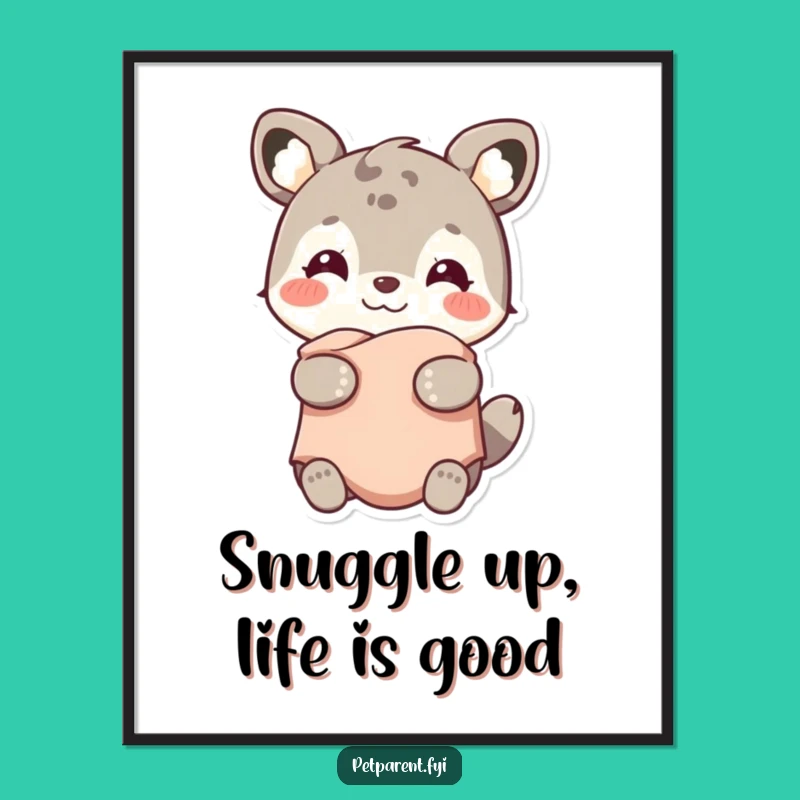 Cozy Free Printable Wall Art: Smiling Animal & Blanket, Sweet Downloadable Decor