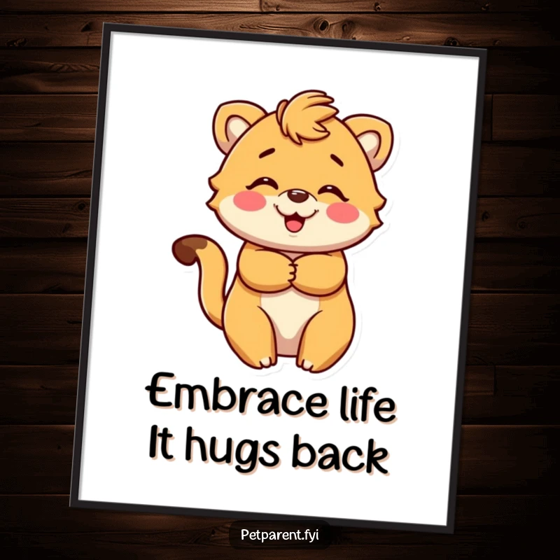 Funny Free Printable Wall Art featuring an adorable animal character giving a big, loving embrace, perfect for adding warmth.