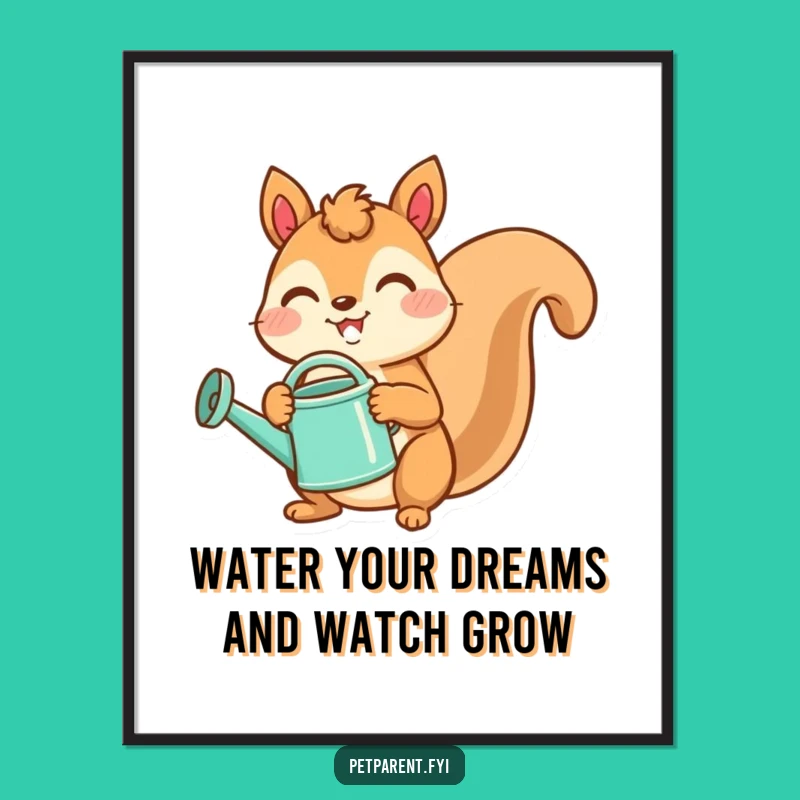 Free Printable Squirrel Wall Art: Cheerful Gardener Downloadable Animal Decor