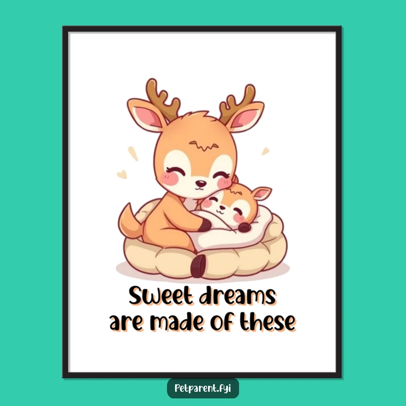 Free Printable Wall Art: Deer's Comfy Bed Scene, Funny Downloadable Decor for Cozy Homes