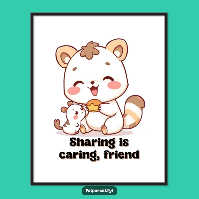 Free Printable Wall Art: Happy Animal Shares Food - Funny Downloadable Decor!