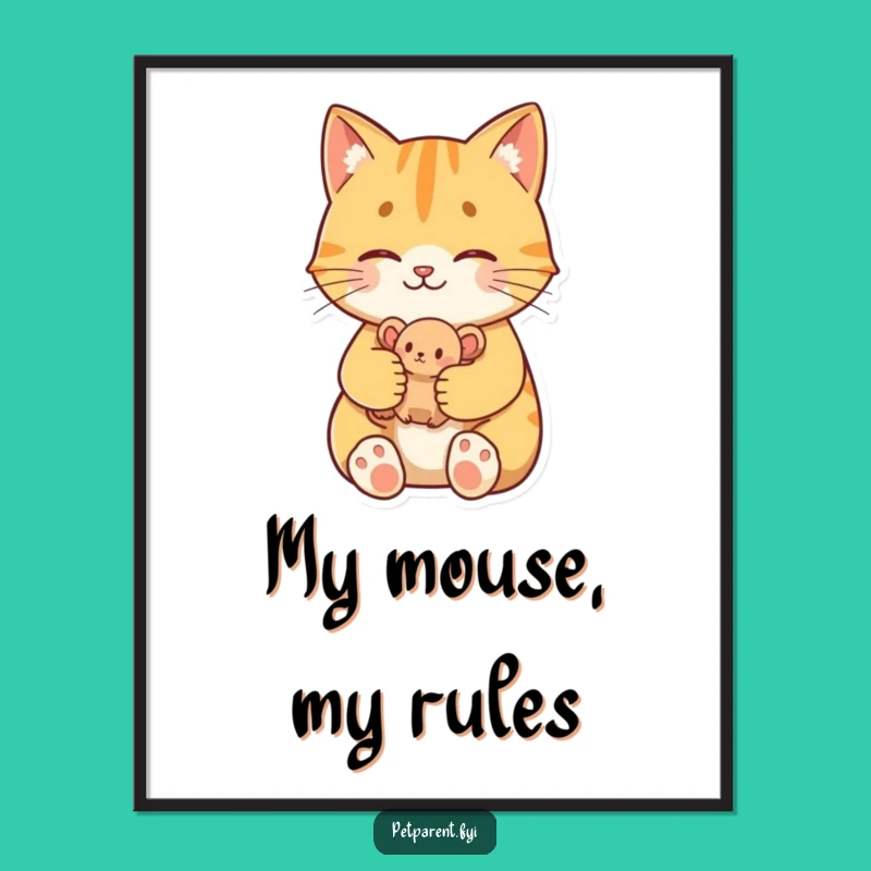 Free Printable Wall Art: Proud Cat & Mouse Toy - Funny Downloadable Art Decor!