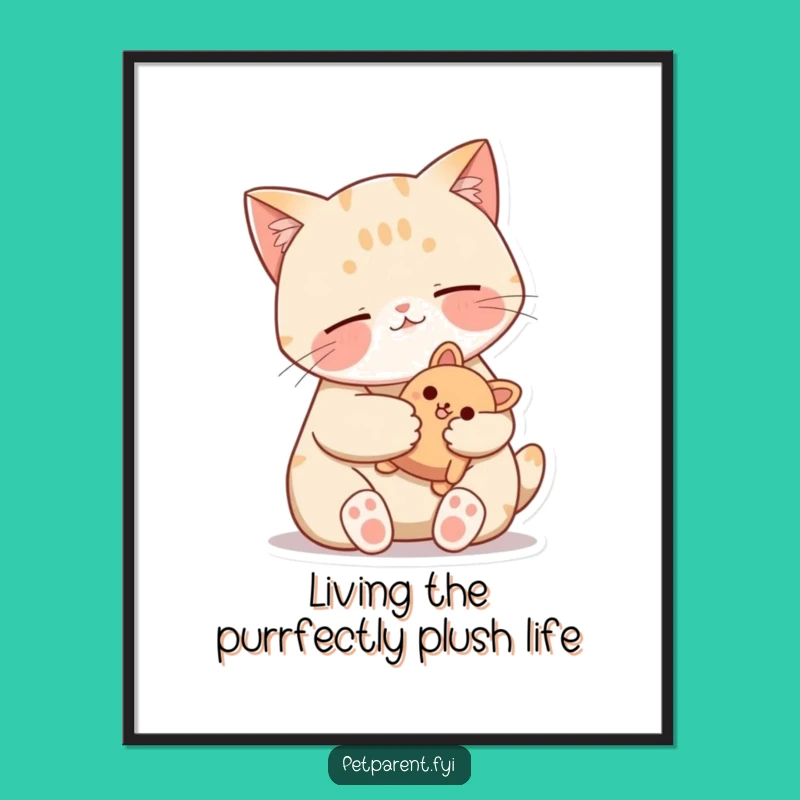 Funny Free Printable Wall Art: Content Cat Comfort, Downloadable Cozy Decor