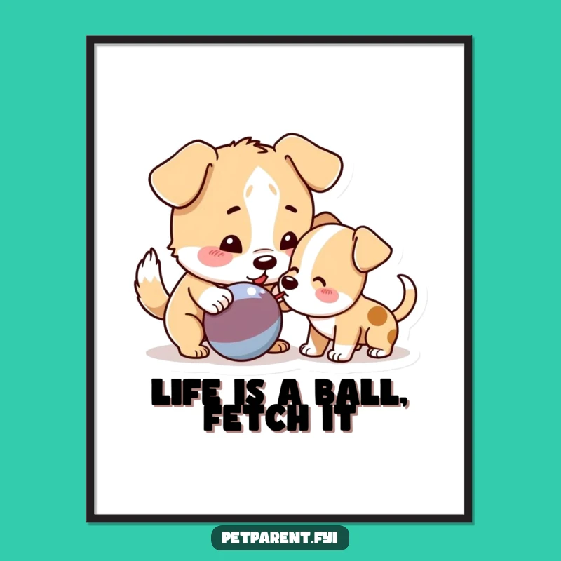 Funny Free Printable Wall Art: Dog Puppy Playtime, Downloadable Kids Decor