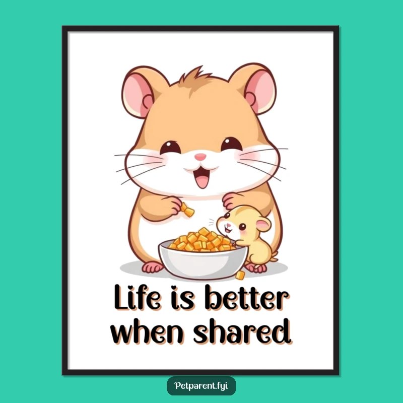 Free Printable Wall Art: Cheerful Hamster Family - Funny Downloadable Art Decor!