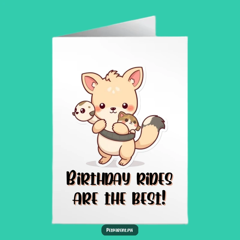 Free Printable Funny Birthday Card: Playful Animal Gives Ride - Downloadable Gift!