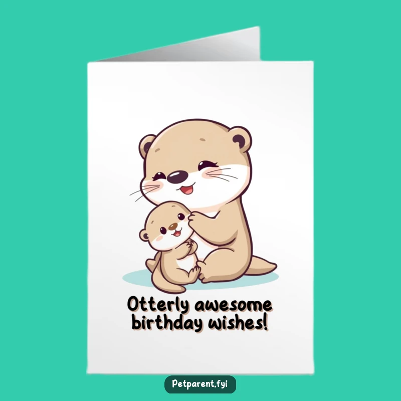 Free Printable Birthday Card: Delighted Otter Duo Fun, Downloadable Gift for Kids