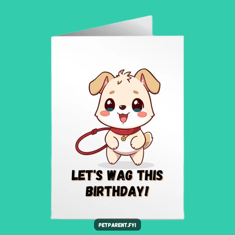 Free Printable Birthday Card: Excited Dog's Birthday Walk - Instant Download