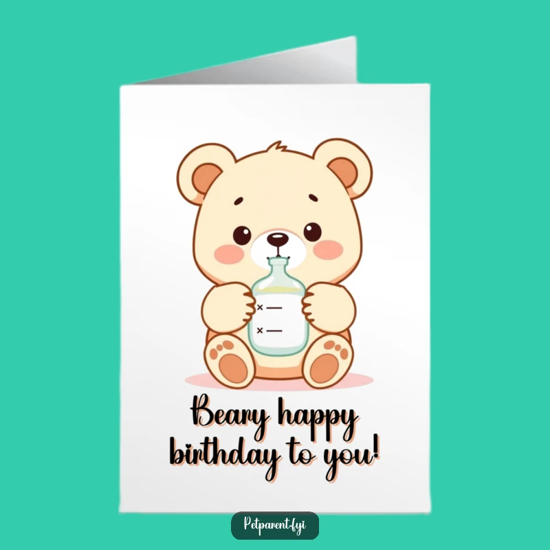Free Printable Birthday Card: Funny Bear Baby Care, Downloadable Gift