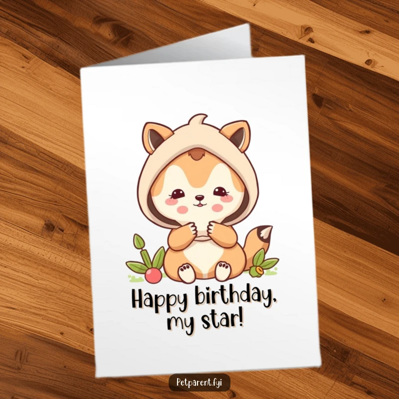 Funny Free Printable Birthday Card: Protective animal shielding a small, vulnerable friend with vigilance.