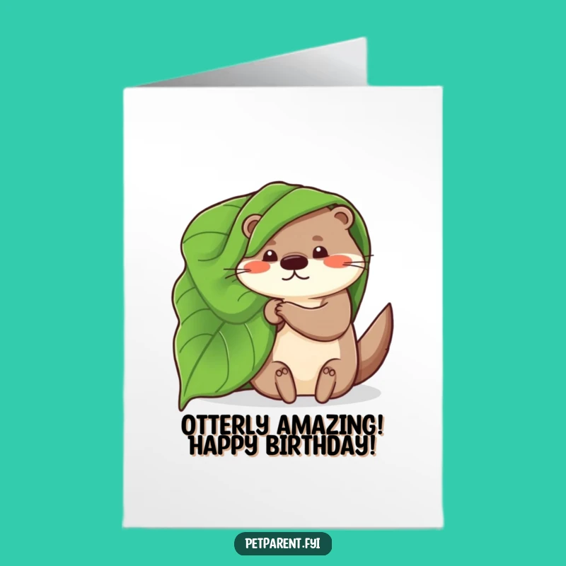Free Printable Otter Birthday Card: Cozy Leaf Blanket for a Fun Downloadable Gift