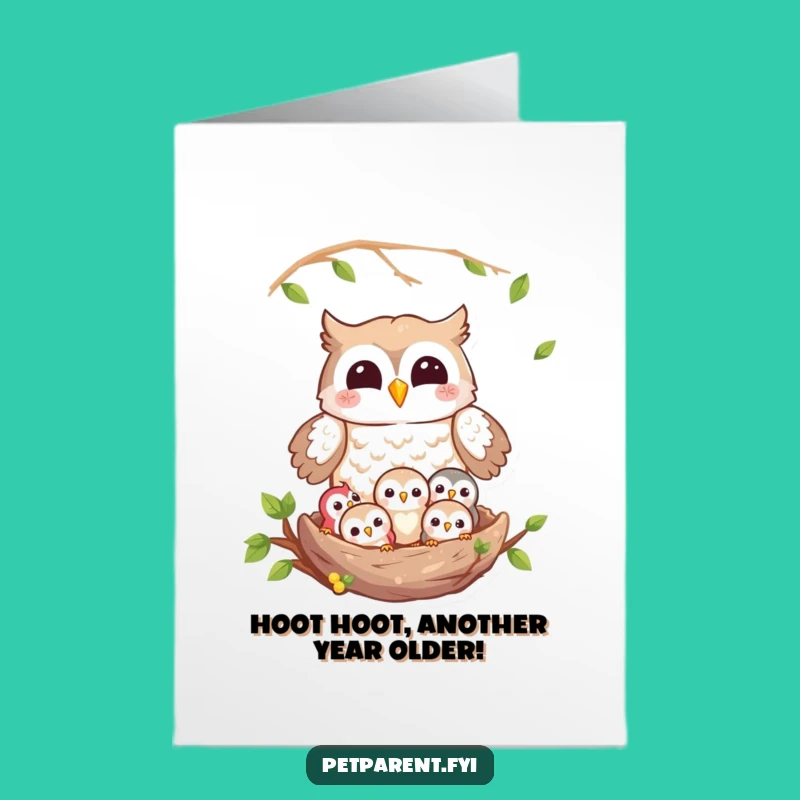Free Printable Owl Nest Birthday Card - Funny Downloadable Gift for Kids