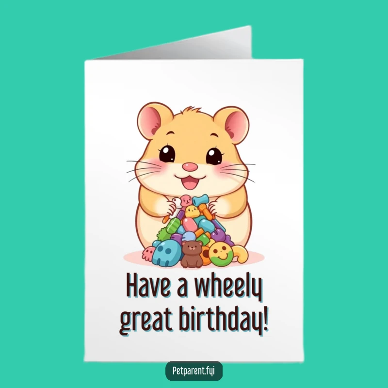 Free Printable Birthday Card: Hamster Pet Gear Funny Downloadable Gift