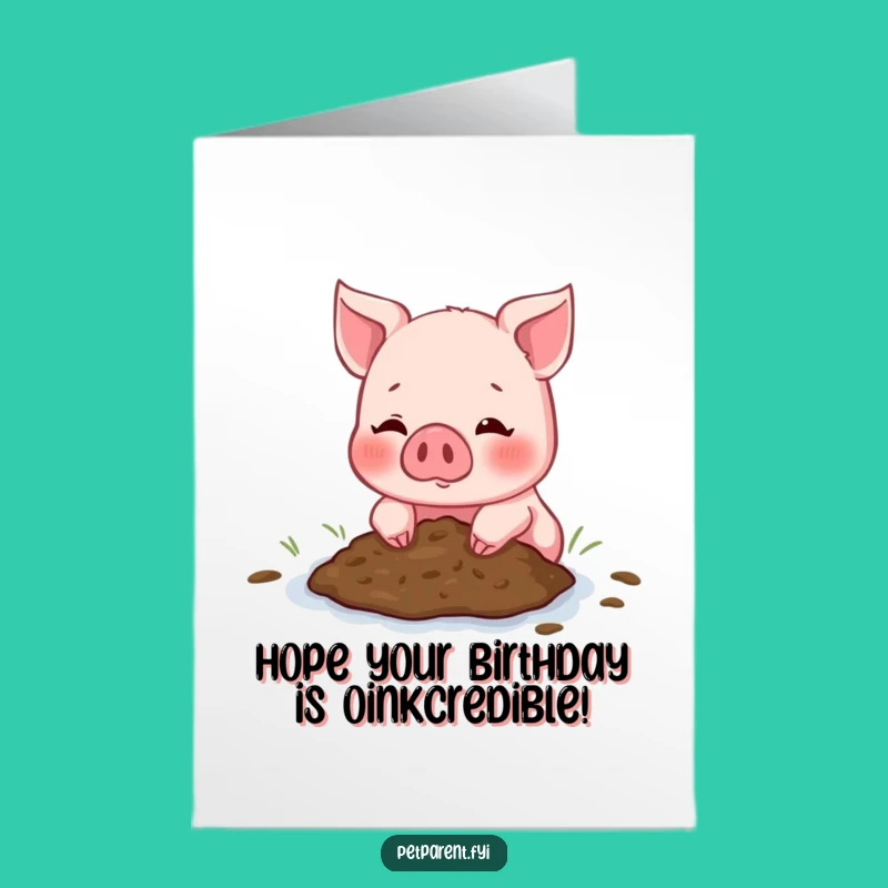 Free Printable Birthday Card: Piglet Mud Puddle Fun, Downloadable Gift for Friends