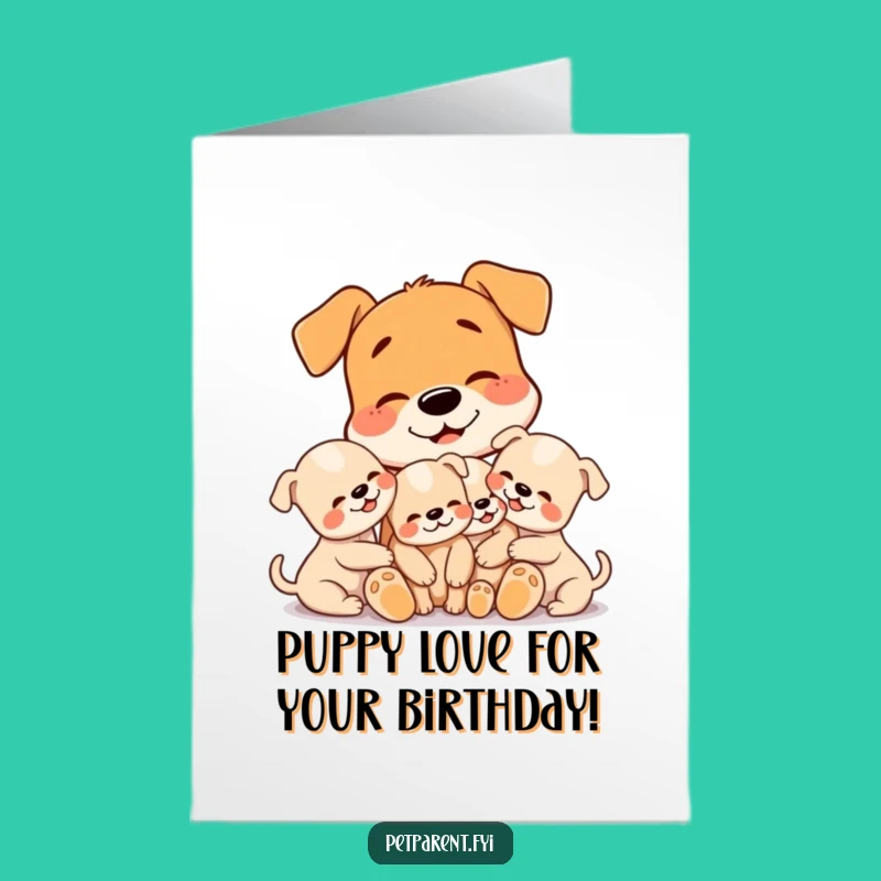 Free Printable Dog Birthday Card: Cute Puppies & Loving Dog - Funny Downloadable Gift