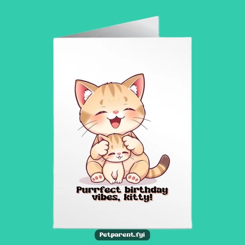 Free Printable Cat Birthday Card: Grooming Kitten & Cat - Funny Downloadable Gift