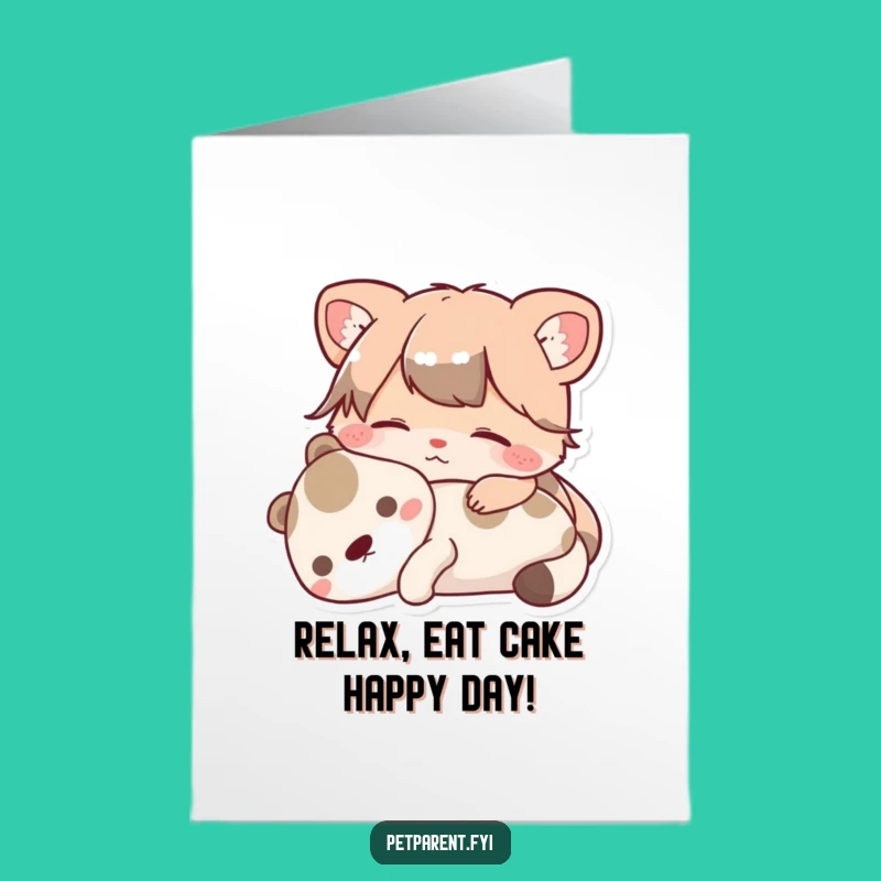 Free Printable Peaceful Pet Birthday Card: Funny Downloadable Relaxing Animal Gift
