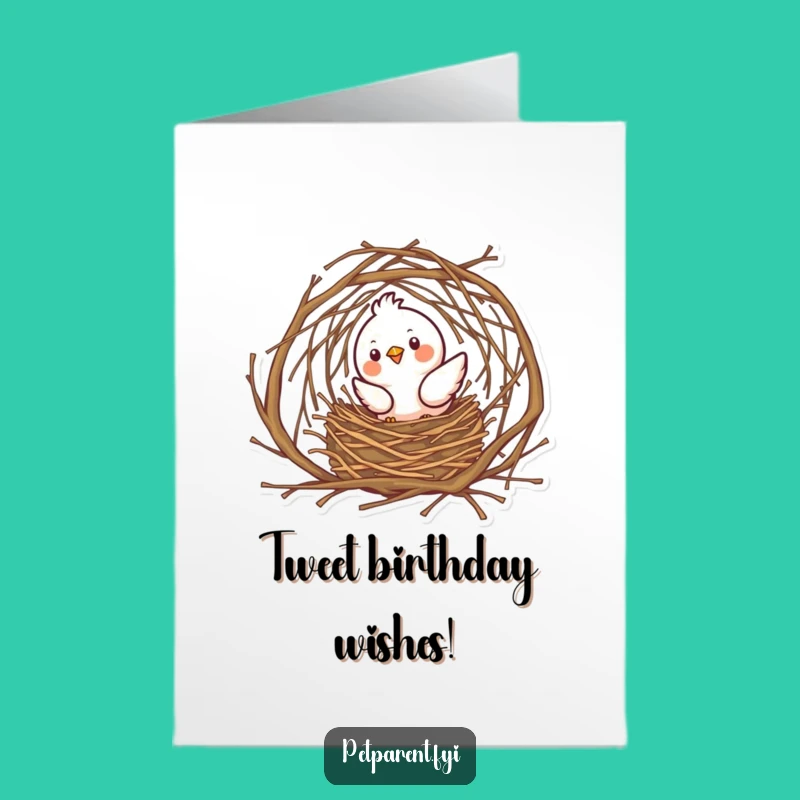Free Printable Birthday Card: Cheerful Bird Nest Builder for a Cozy Celebration