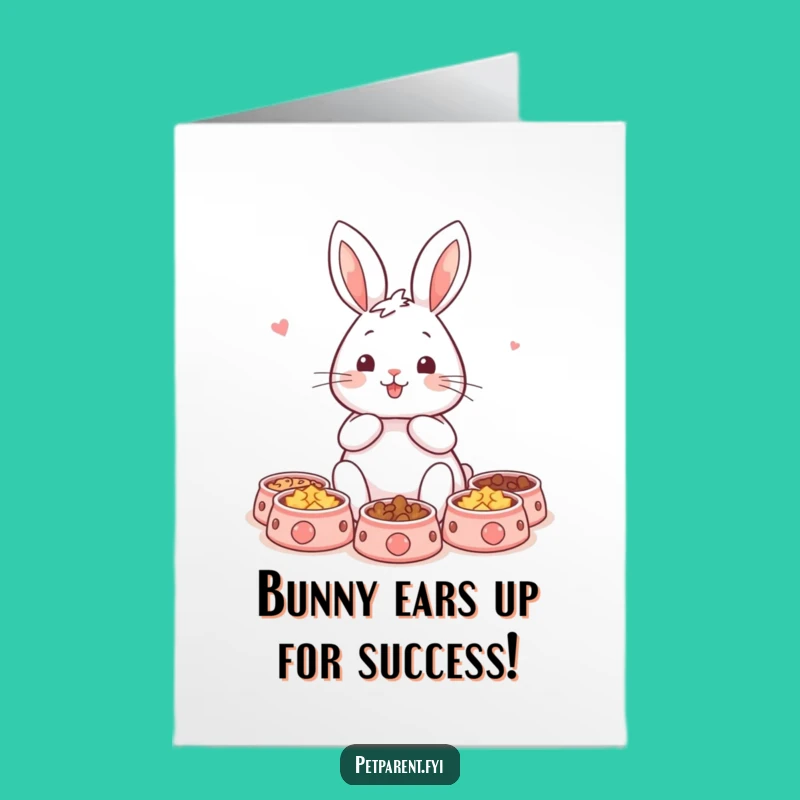 Free Printable Funny Rabbit Congratulations Card - Downloadable Pet Bowl Rabbit Celebration