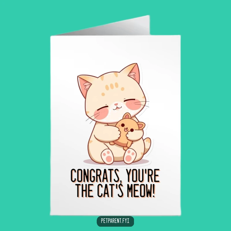Free Printable Congratulations Card: Cozy Cat Comfort, Downloadable Gift for Joy
