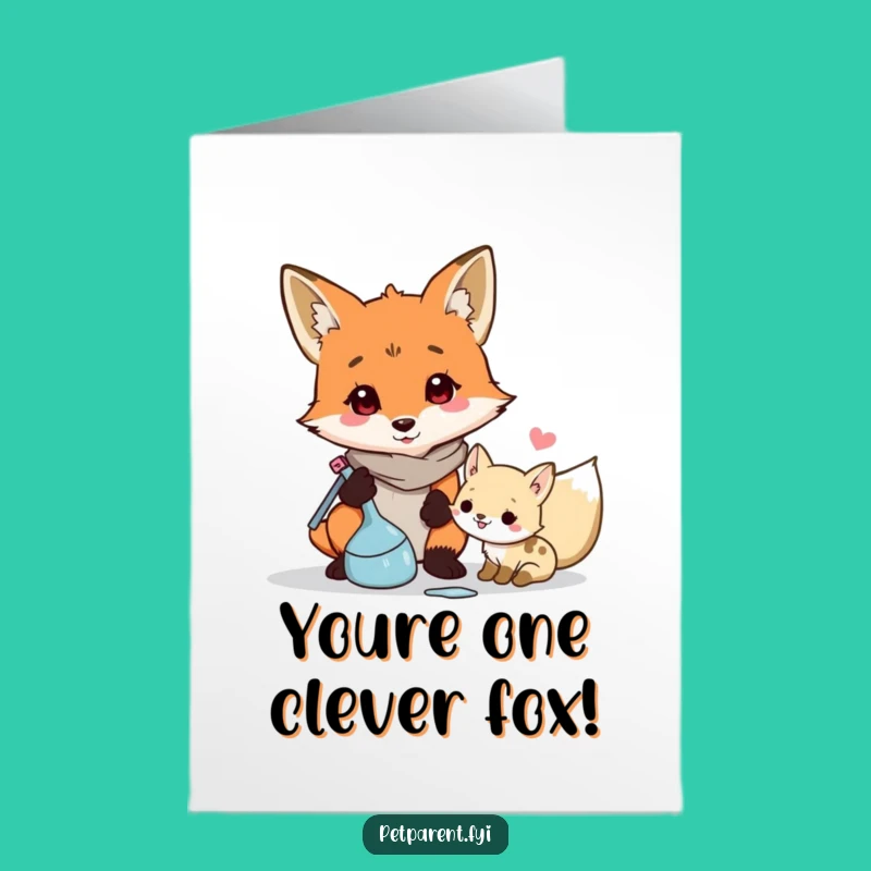Free Printable Congrats Card: Fox's Tidy Triumph, Funny Downloadable Gift