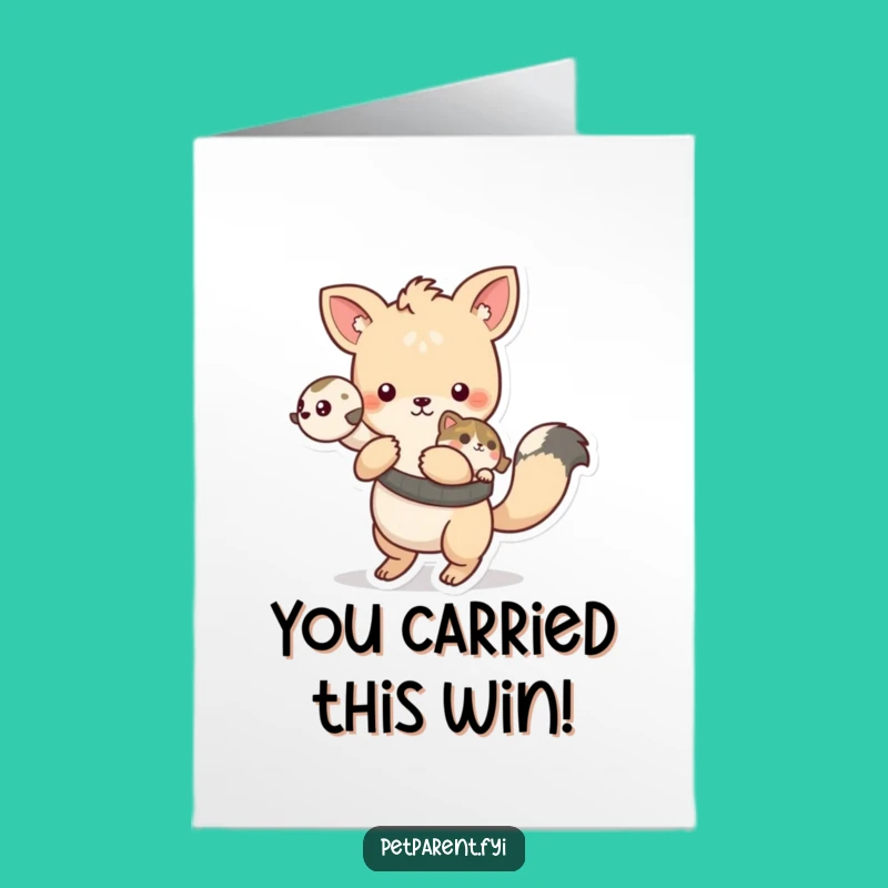 Free Printable Congrats Card: Playful Animal Gives Ride - DIY Downloadable Gift!