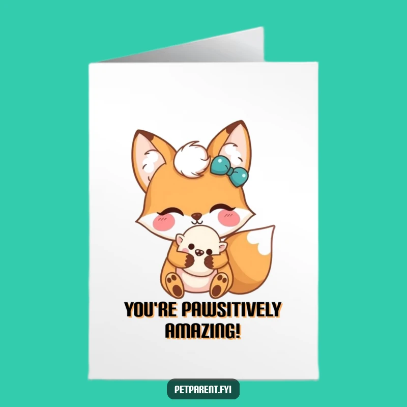 Free Printable Kawaii Fox Congrats Card: Hilarious Toy Holder Downloadable!