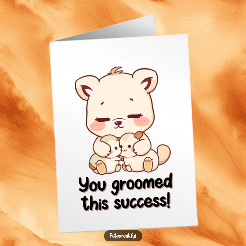 Funny Free Printable Congratulations Card: Nurturing animal gently caring for a smaller friend.