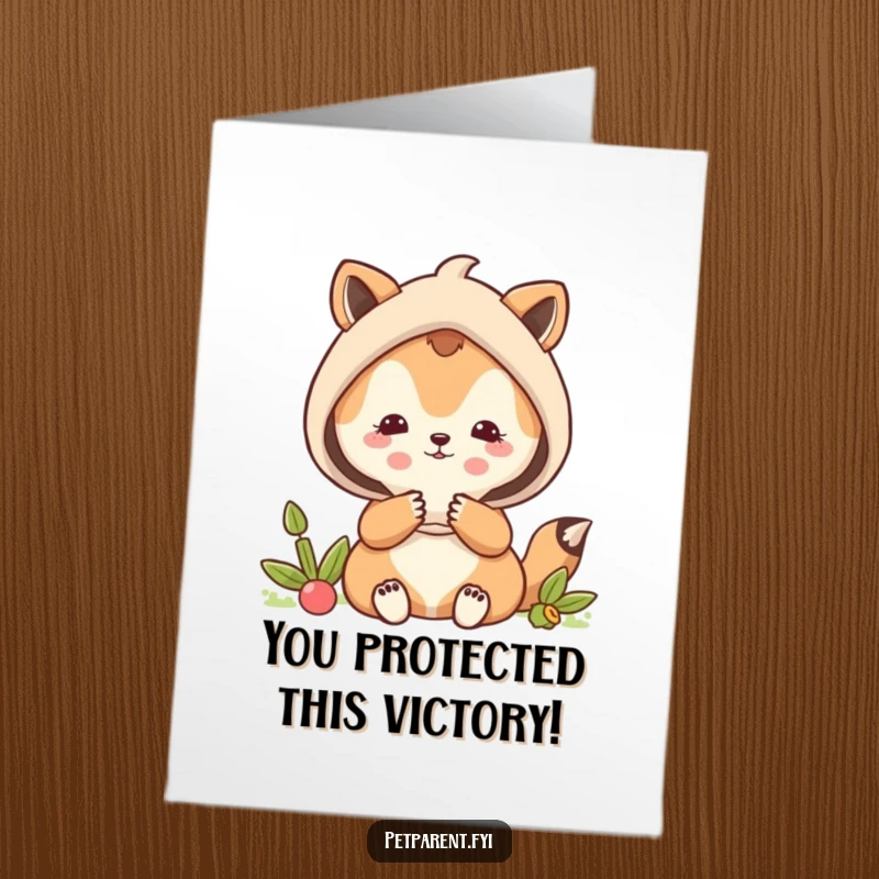 Funny Free Printable Congratulations Card: Protective animal standing guard over a smaller, cherished companion.