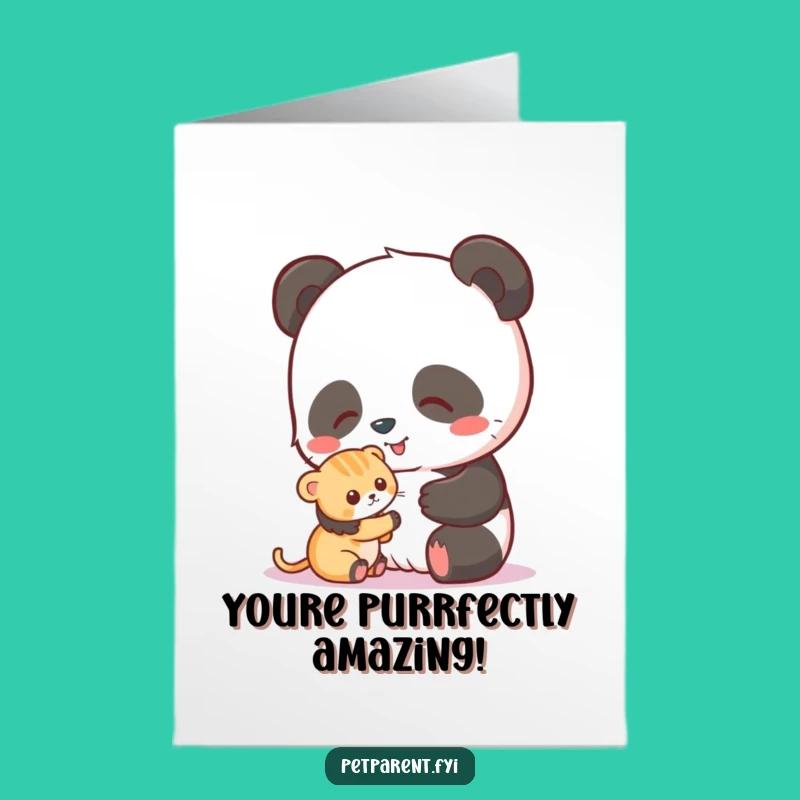 Free Printable Panda & Kitten Congrats Card: Adorable Success Downloadable Gift