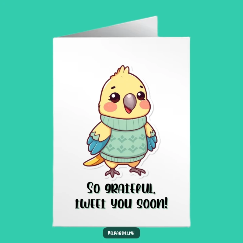 Free Printable Funny Parrot Thank You Card - Downloadable Sweater Parrot Gratitude Design