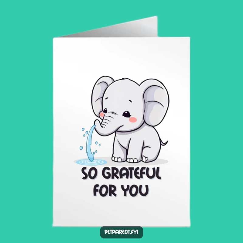 Free Printable Kawaii Elephant Thank You Card: Cute Water Sprayer Downloadable!