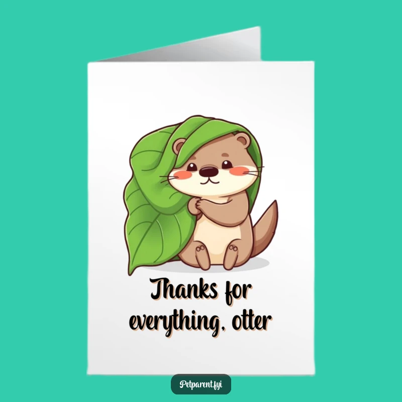 Free Printable Otter Thank You Card: Cozy Leaf Blanket for a Downloadable Gift