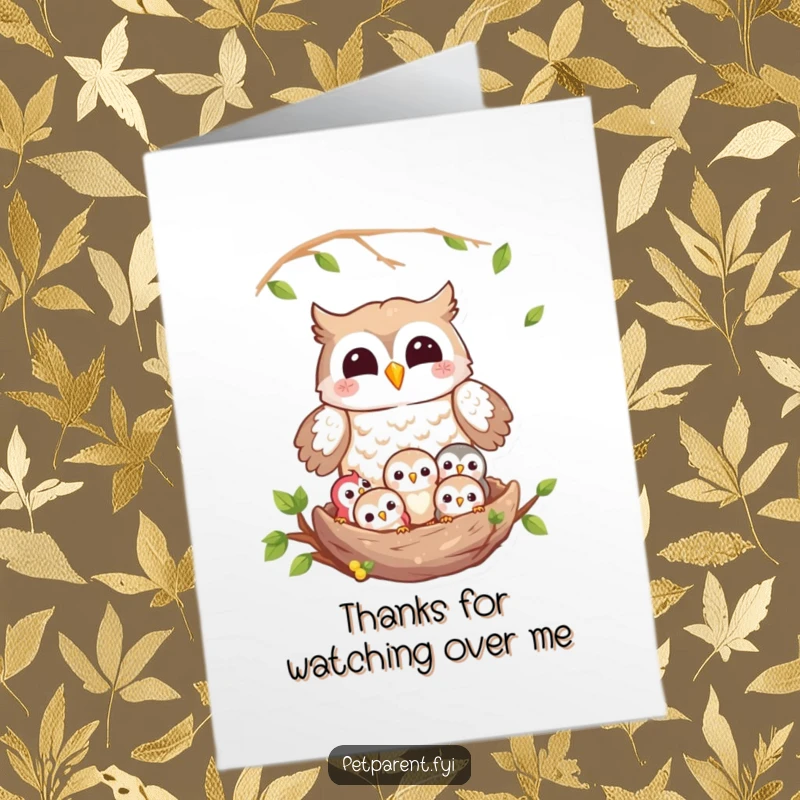 Funny Free Printable Owl Thank You Card, a gentle owl looks from her nest expressing thanks, a sweet gesture of appreciation.