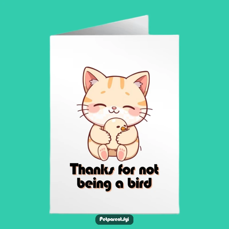 Free Printable Thank You Card: Cat & Bird, Heartfelt Downloadable Gift