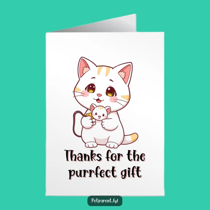 Free Printable Thank You Card: Cat's Trophy Mouse - Funny