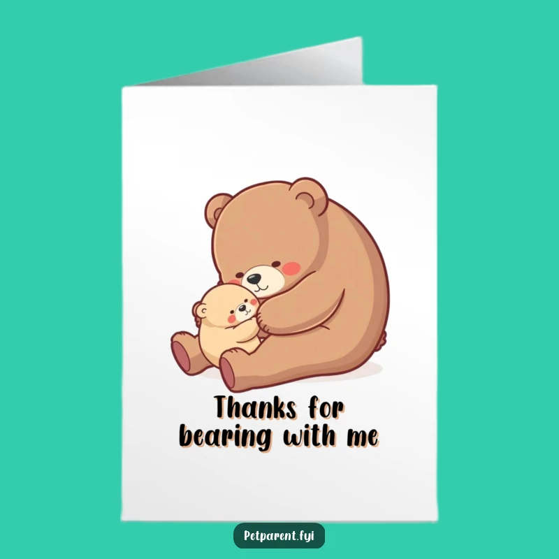 Free Printable Bear Card: Funny Thank You Downloadable Greeting for Caring People