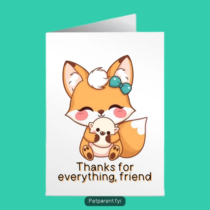 Free Printable Kawaii Fox Thank You Card: Cute Toy Holder Downloadable!