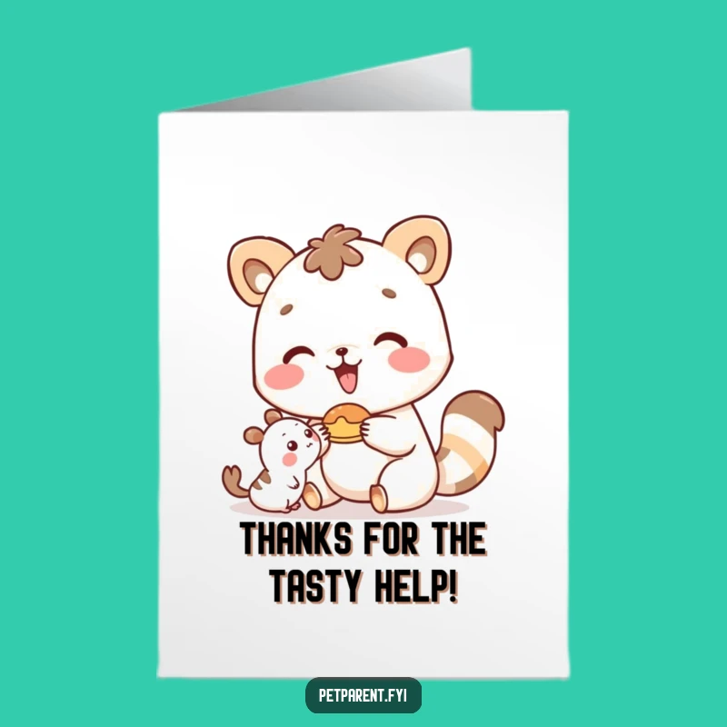 Free Printable Thank You Card: Happy Animal Offers Food - Funny Downloadable Gift!