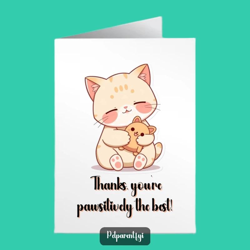 Free Printable Thank You Card: Cat's Cozy Thanks, Downloadable Appreciation Gift