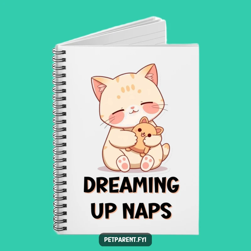 Funny Cat Purring Notebook - Jot Down Cozy Thoughts - Student Gift